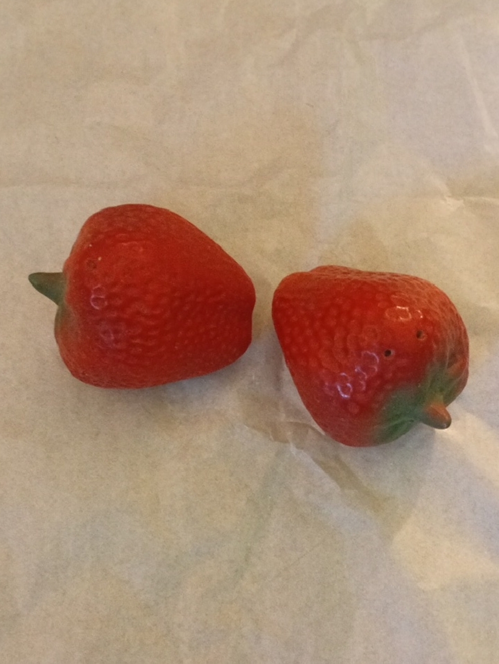 Pair of Red Ceramic Strawberry Salt & Pepper Shakers